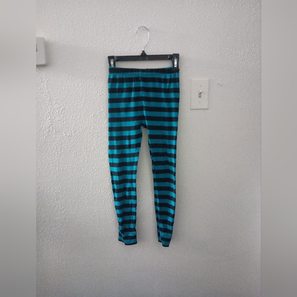 Simple Kids Pajama Bottoms - Teal and Black Stripes